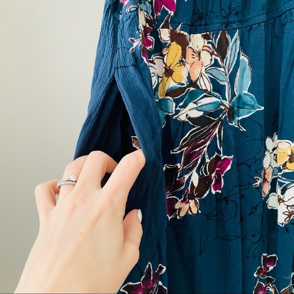 Xhilaration Floral Print Maxi Dress Blue Sz Medium - Picture 6 of 12